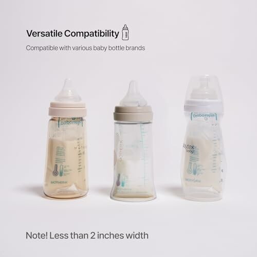 Three baby bottles showcasing versatile compatibility.