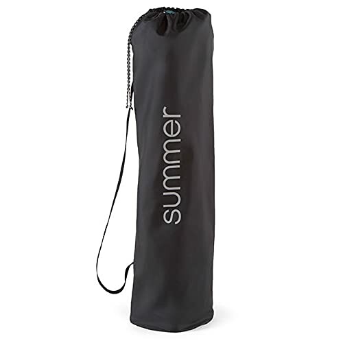 Black carry bag with the word 'summer' printed on it.