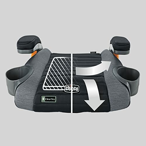 Child booster seat with directional arrows