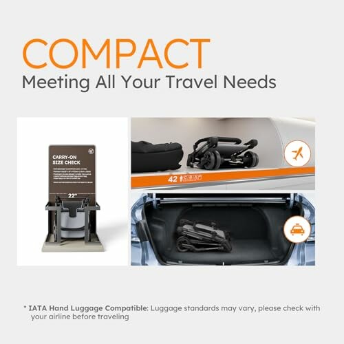 Compact luggage showcasing travel size compliance and storage options.