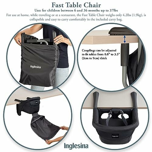 Inglesina Fast Table Chair with adjustable couplings for children up to 37lbs.