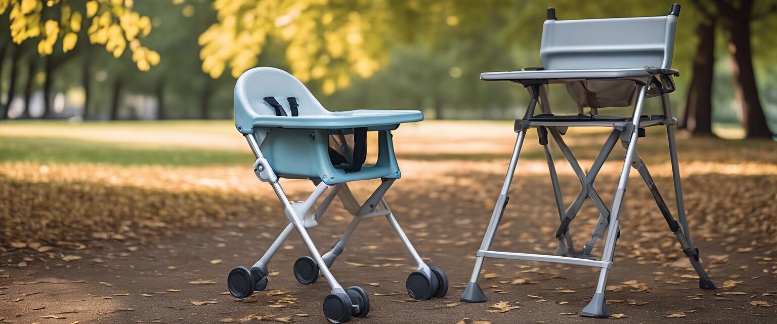 Portable high chair in park