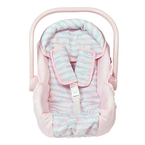 ADORA Baby Doll Car Seat – Pink Car Seat Carrier, Fits Dolls Up to 20 inches, Stripe Hearts Design, Multicolor