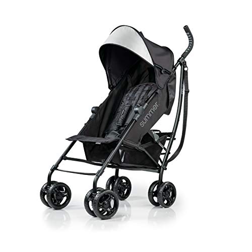 Summer 3Dlite Convenience Stroller, Jet Black – Lightweight Stroller with Aluminum Frame, Large Seat Area, 4 Position Recline, Extra Large Storage Basket – Infant Stroller for Travel and More