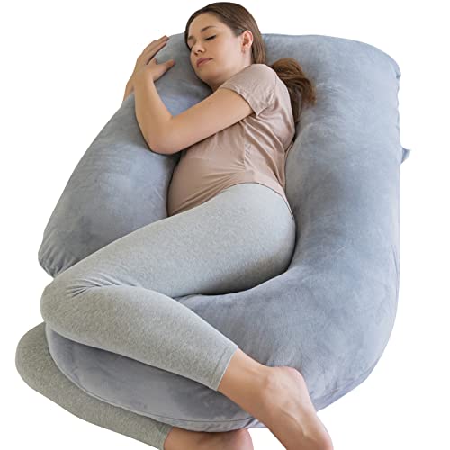 Maternity Pillow U Shape Pregnancy Pillows for Sleeping Body Pillow Back Hip Leg Abdominal Support Soft and Comfortable Maternity Pillow Pillowcase Removable Easy to Clean (Grey)…