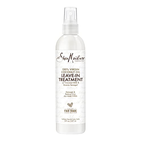 SheaMoisture 100% Virgin Coconut Oil Leave-in Conditioner Treatment for All Hair Types 100% Extra Virgin Coconut Oil Silicone Free Conditioner 8 oz