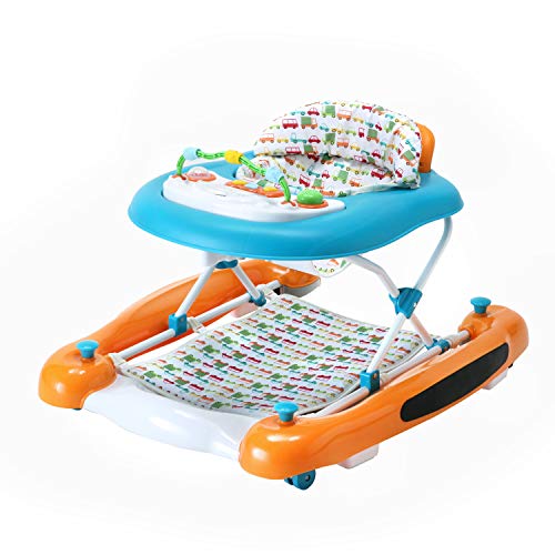 Dream On Me Go-Getter 3-in-1 Activity Baby Walker, Rocker and Walk Behind Walker, Adjustable Seat Height, Comfortable Padded Seat, Easy to Fold, Pack and Store, Detachable Activity Tray, Orange