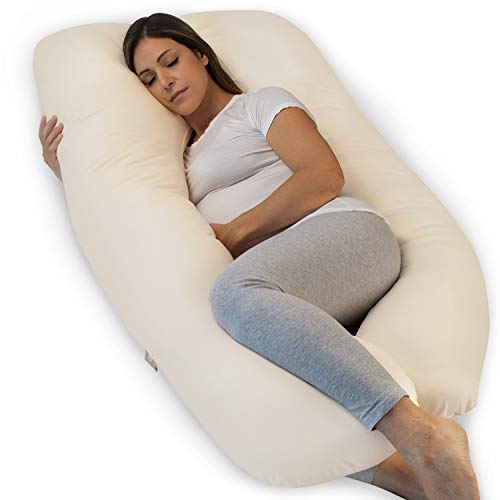 PharMeDoc Organic Pregnancy Pillow – U Shaped Maternity Body Pillow – Organic Cotton Full Body Pillow