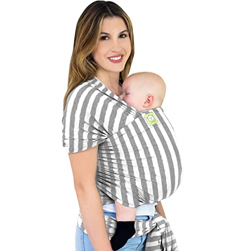 KeaBabies Baby Wrap Carrier – All in 1 Original Breathable Baby Sling, Lightweight,Hands Free Baby Carrier Sling, Baby Carrier Wrap, Baby Carriers for Newborn,Infant, Baby Wraps Carrier (Gray Stripes)