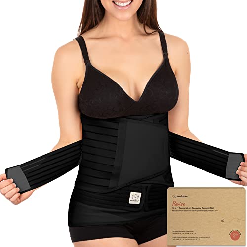 3 in 1 Postpartum Belly Support Recovery Wrap – Postpartum Belly Band, After Birth Brace, Slimming Girdles, Body Shaper Waist Shapewear, Post Surgery Pregnancy Belly Support Band (Midnight Black, M/L)