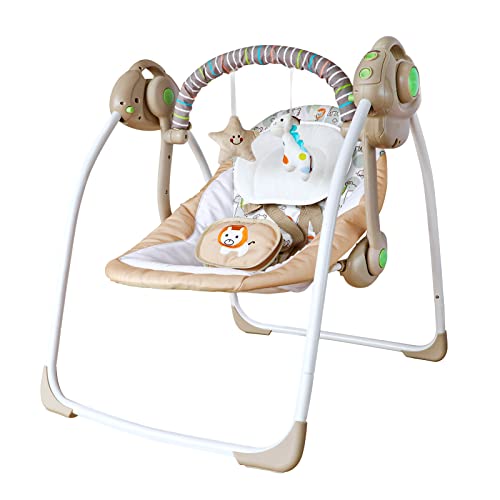 Electric Baby Rocking Chair,Baby Portable Swing with Intelligent Music Vibration Box,Swing for Infant Load Resistance: 6-25 lb, Applicable Object: 0-9 Months for Infants.