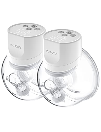 Momcozy S12 Pro Wearable Breast Pump, Double Hands-Free Pump with Comfortable Double-Sealed Flange, 3 Modes & 9 Levels Electric Pump Portable, Smart Display, 24mm, 2 Pack