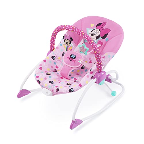 Bright Starts Disney Baby Infant to Toddler Rocker with Soothing Vibrations, Minnie Mouse Stars & Smiles, Ages Newborn +