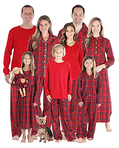 SleepytimePjs Holiday Family Matching PJs Sets, Kids Lounger W/ Red Plaid, Youth 6