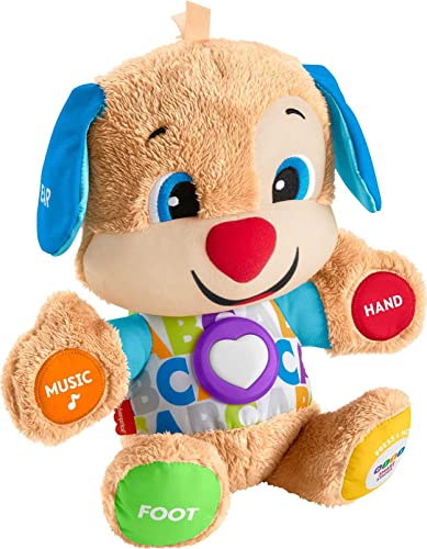 Fisher-Price Plush Baby Toy with Lights Music and Smart Stages Learning Content, Laugh & Learn Puppy
