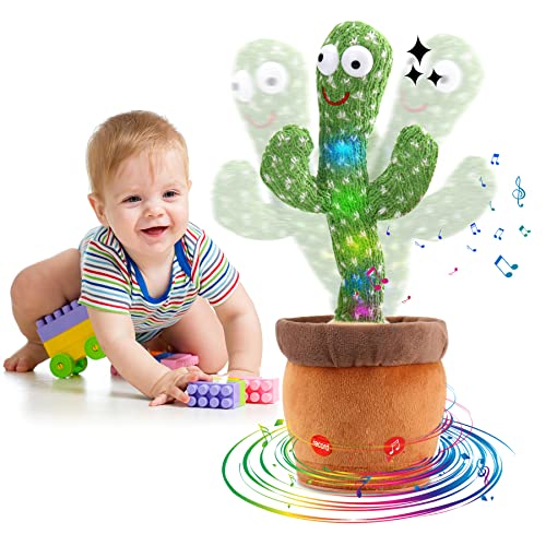 MIAODAM Dancing Cactus Talking Cactus Baby Toys 6 to 12 Months Toys Wriggle Singing Cactus Repeats What You Say Baby Boy Toys, Plush Electric Speaking Cactus 15 Second Voice Recorder Baby Girl Toy