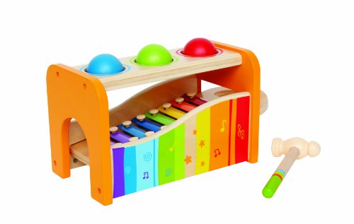 Hape Pound & Tap Bench with Slide Out Xylophone – Award Winning Durable Wooden Musical Pounding Toy for Toddlers, Multifunctional and Bright Colours, Yellow