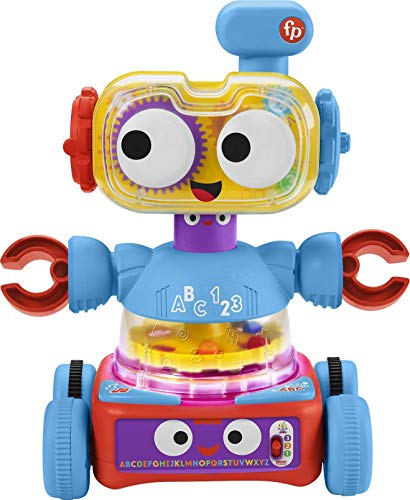 Fisher-Price 4-in-1 Robot Toy, Baby Toddler and Preschool Toy with Lights Music and Smart Stages Educational Content​