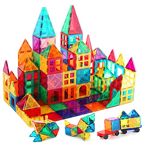 Kids Magnetic Tiles Toys, 100Pcs 3D Magnetic Building Blocks Tiles Set, Building Construction Educational STEM Toys for 3+ Year Old Boys and Girls