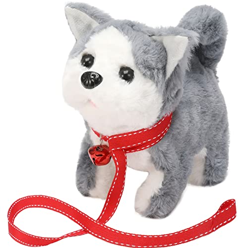 Plush Husky Dog Toy Puppy Electronic Interactive Dog – Walking, Barking, Tail Wagging, Stretching Companion Animal Toys for Kids Toddler