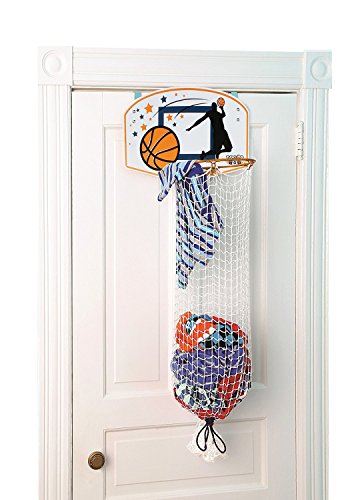 Taylor Toy Basketball Laundry Hamper – Hampers for Bedroom – Over the Door Hanging Hoop for Girls, Boys, and Kids – Indoor Basket Ball Shoot & Dunk System for Dirty Clothes – Sports Themed Room Decor