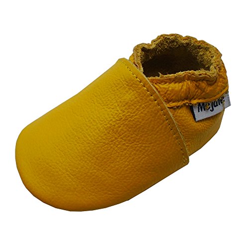 Mejale Baby Infant Toddler Shoes Slip-on Soft Sole Leather Moccasins Pre-Walkers (6-12 Months/US 3-4C Infant, Yellow)