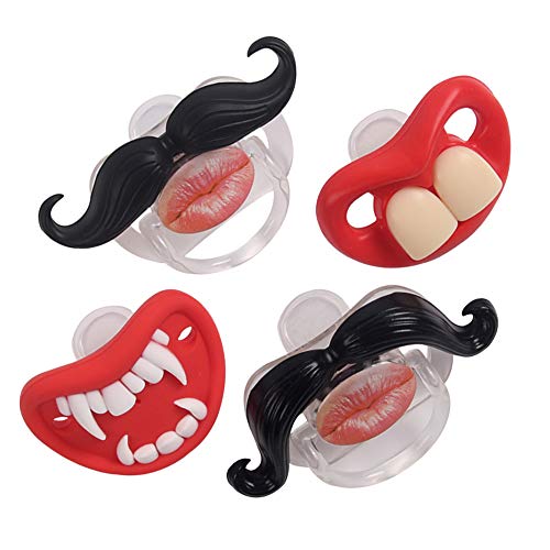 YAPROMO Funny Toddler Orthodontic Mustache Pacifiers for Babies, BPA Free, Latex Free-4 Pack