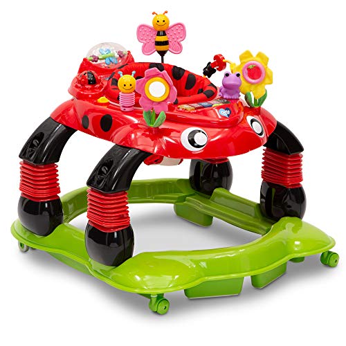 Delta Children Lilâ€™ Play Station 4-in-1 Activity Walker – Rocker, Activity Center, Bouncer, Walker – Adjustable Seat Height – Fun Toys for Baby, Sadie the Ladybug 25.98×29.53×25.2 Inch (Pack of 1)