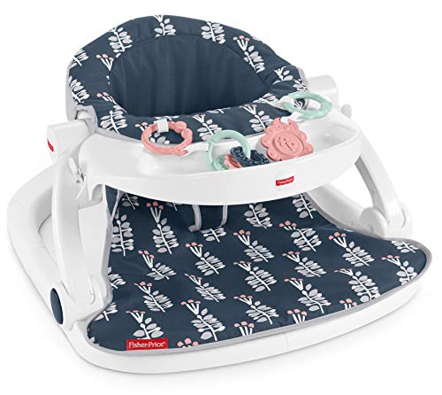 Fisher-Price Sit-Me-Up Floor Seat with Tray – Navy Garden, Infant Chair