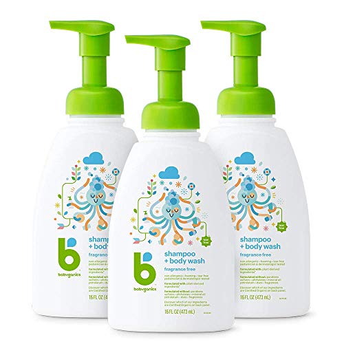 Babyganics Baby Shampoo + Body Wash Pump Bottle, Fragrance Free, Packaging May Vary,16 Fl Oz (Pack of 3)