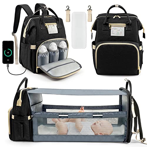 OTTOLIVES Diaper Bag Backpack 3-1 Baby Diaper Bags Baby Bag with Changing Station And Large Capacity for Girls and Boys