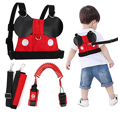 Lehoo Castle Toddler Leash for Walking, Baby Leashes for Toddlers Boys 4-in-1, Kid Harness with Leash, Child Safety Leash Anti Lost Wrist Link (Mickey)
