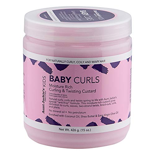 Aunt Jackie’s Kids Baby Curls, Moisture Rich Curling and Twisting Custard for Naturally Curly, Coily and Wavy Hair, 15 oz