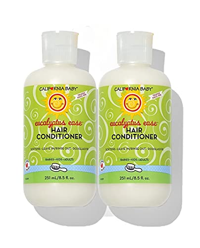 California Baby Eucalyptus Ease Hair Conditioner – Deep Conditioning & Soft Detangling Hair Care for Babies, Kids & Toddlers, Leave In & Rinse Out, 8.5oz, 2 Pack