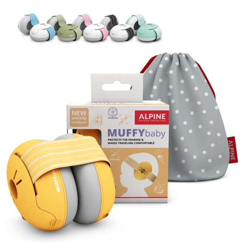 Alpine Muffy Baby Ear Protection for Babies and Toddlers up to 36 Months – Noise Reduction Earmuffs for Toddler and Babies – Comfortable Infant Ear Muffs Prevent Hearing Damage & Improve Sleep, Yellow