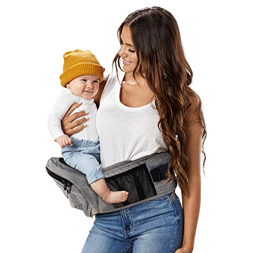 Tushbaby – Safety-Certified Hip Seat Baby Carrier – Mom’s Choice Award Winner, Seen on Shark Tank, Ergonomic Carrier for Newborns & Toddlers, Grey