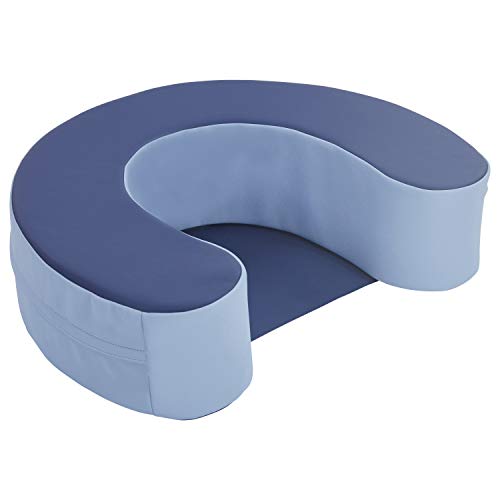 FDP SoftScape Sit and Support Ring for Babies and Infants; Learn to Sit, Balance, Strengthen Muscles, Cushioned Foam Floor Seat with Non-Slip Bottom for Nursey, Playroom, Daycare – Navy/Powder Blue