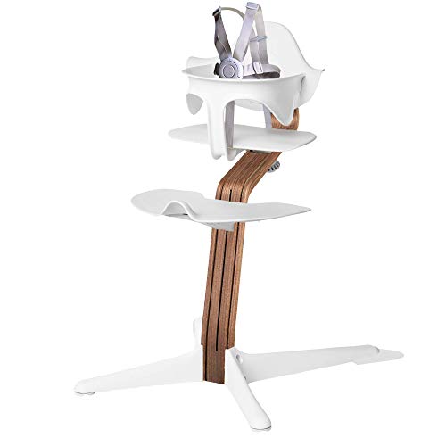 Nomi High Chair, White – Premium Walnut Wood, Modern Scandinavian Design with a Strong Wooden Stem, Baby through Teenager and Beyond with Seamless Adjustability, Award Winning Highchair