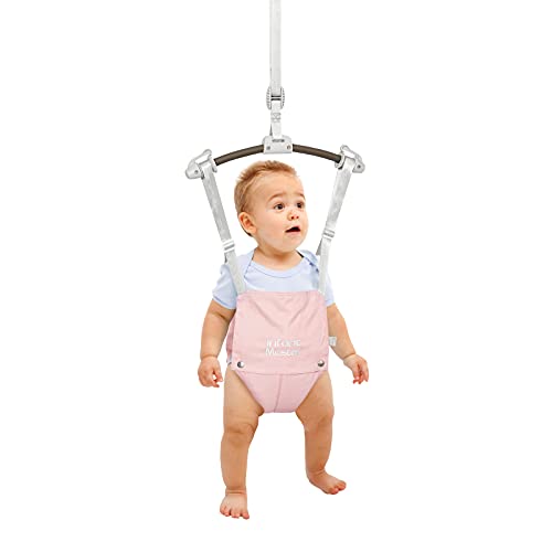 Infant Master Doorway Jumper, Durable Bumper Jumper w/ Adjustable Height, Funny Baby Doorway Swing Bouncer w/ Seat Bag, Popular Gift for Infant & Toddler, Portable and Free Installation, Pink