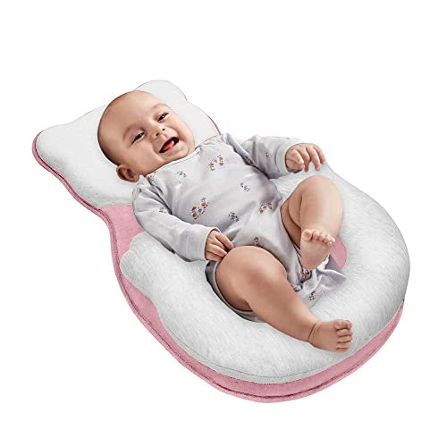 Baby Nest Baby Lounger Soft Co-Sleeping Baby Bed Snuggle Crib Newborn Lounger Nest Baby Bed Mattress Suitable for 0-6 Months Pink