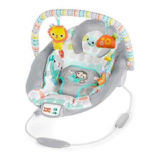 Bright Starts Whimsical Wild Comfy Baby Bouncer Seat with Soothing Vibration and Music