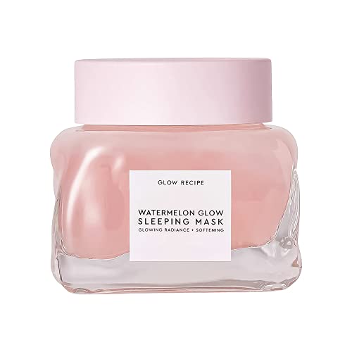 Glow Recipe Mini Watermelon Sleeping Mask – Hydrating, Pore Refining Overnight Face Mask with AHAs, Hyaluronic Acid + Pumpkin Seed Extract – Anti-Aging Gel Mask for Soft, Glowing Skin (30ml / 1oz)