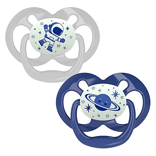 Dr. Brown’s Advantage Symmetrical Pacifier with Air Flow – Blue Glow-in-the-Dark – 2-Pack – 6-18m
