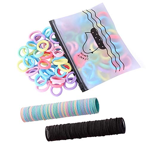 300 Pack Hair Ties BEoffer Baby Toddlers Girls Elastics Hair bands Black Colorful Small Rubber Bands Ponytail Pigtails Holders Not Harm to Hair (Color B)