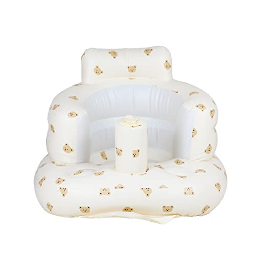 Airswim Baby Inflatable Seat for Babies 3 Months, Infant Support Seat Summer Toddler Chair for Sitting Up, Baby Shower Chair Floor Seater Gifts with Storage Case, Bear Head