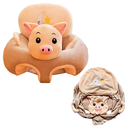 Qingsi 1Pcs Animal Shaped Baby Sitting Chair Baby Support Sofa Learn to Sit Feeding Chair Cover Baby Learning Sitting Chair for Toddlers 3-24 Month Baby Floor Plush Lounger(No Filling,just Cover)