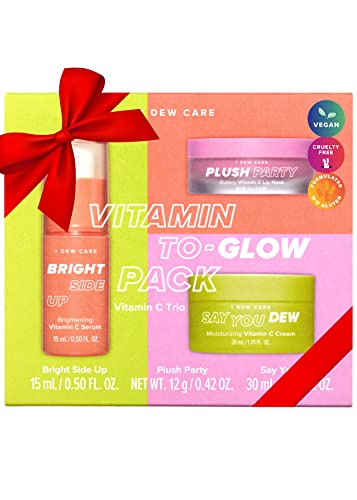 I Dew Care Skincare Set – Vitamin To Glow Pack | Serum, Cream, Lip Mask, Illuminating Vitamin C Trio with Niacinamide, Travel Size