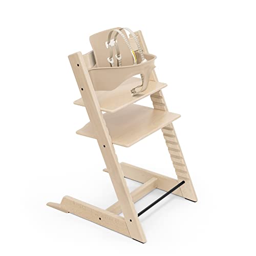 Tripp Trapp High Chair from Stokke, Natural – Adjustable, Convertible Chair for Children & Adults – Includes Baby Set with Removable Harness for Ages 6-36 Months – Ergonomic & Classic Design