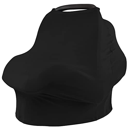 Baby Car Seat Covers- Multi-use Carseat Canopy for Babies, Stretchy Infant Carseat Cover Boy, Shower Gifts for Unisex Boys and Girls（Black）