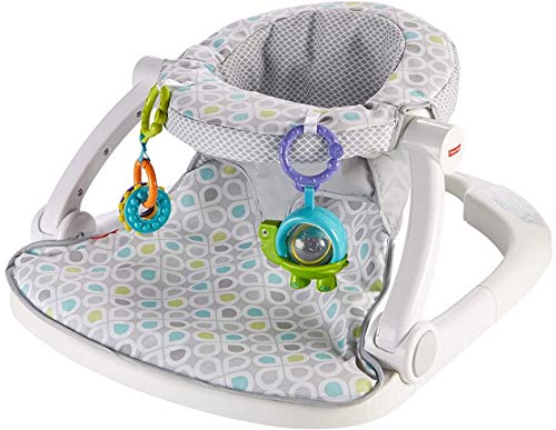 Fisher-Price Sit-Me-Up Floor Seat – Honeydew Drop, portable infant chair with toys, 1 Count (Pack of 1)